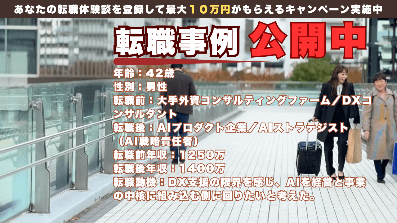 42歳 DXコンサルの転職事例／AIストラテジストへ／1250万→1400万＋SO