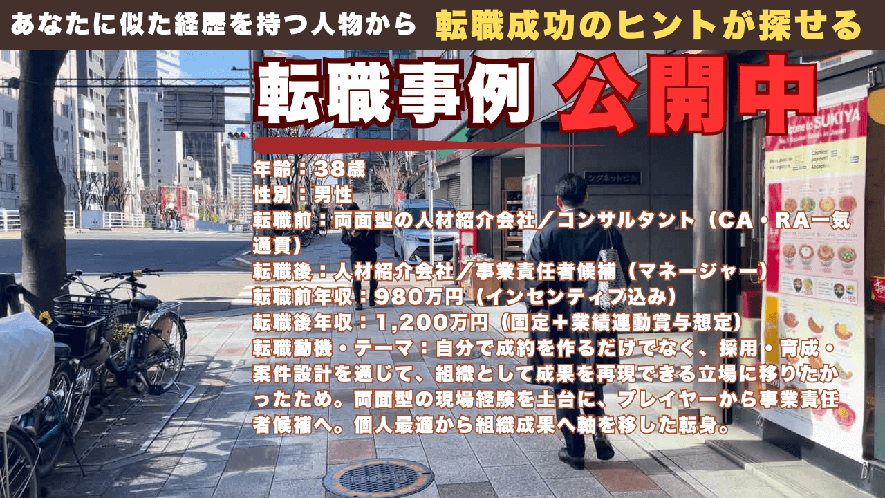 自分で決め続けるより、組織で勝ちたくなった｜両面型から事業責任者候補へ進んだ38歳男性の転職